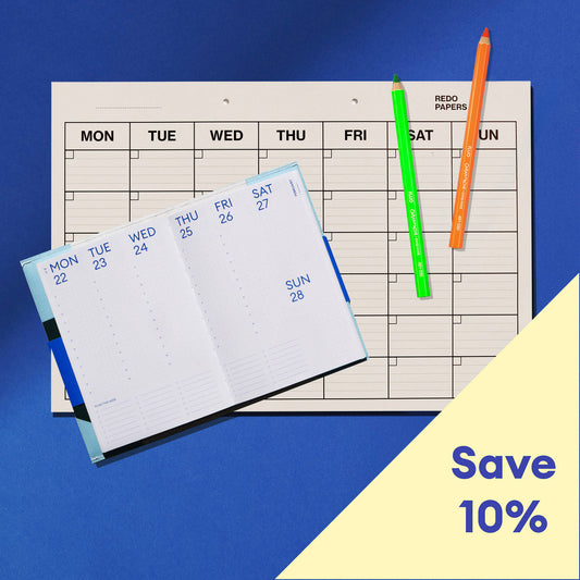 Agenda: Fluo Maxi Pencil Set (Orange&Green) & Monthly Planner Bundle